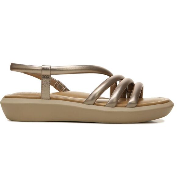 Naturalizer Womens Hobby Silver Faux Leather Wedge Sandals Shoes New - Picture 2 of 2